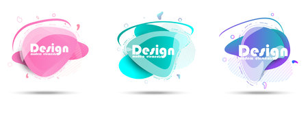 Set of abstract modern graphic elements. Dynamical colored forms and line. Template for the design of a logo, flyer or presentation.のイラスト素材