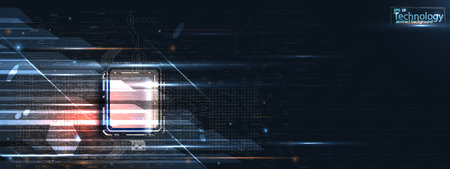 Technology background, color and waves of the future line and text.のイラスト素材