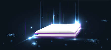 Technology background, color and waves of the future line and text.のイラスト素材