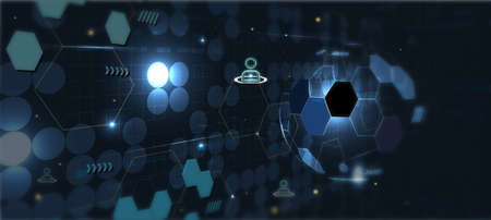 Technology background, color and waves of the future line and text.のイラスト素材