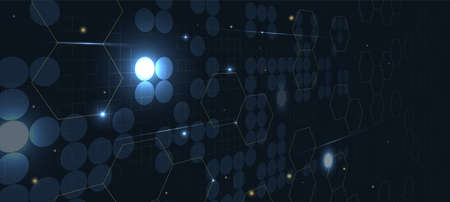 Technology background, color and waves of the future line and text.のイラスト素材