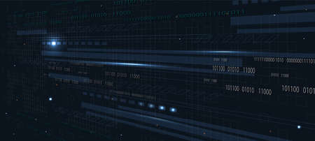 Technology background, color and waves of the future line and text.のイラスト素材