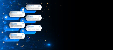 Technology background, color and waves of the future line and text.のイラスト素材