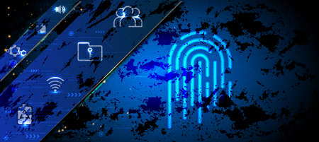 Technology background, color and waves of the future line and text.のイラスト素材