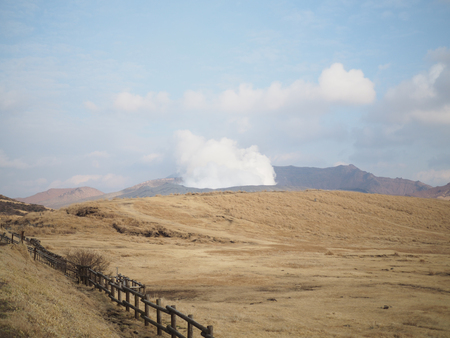 Mountain views between the roadside in the countrysideの写真素材