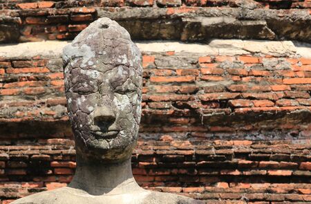 Ancient Buddhist statues of Thailand in Ayutthayaの写真素材