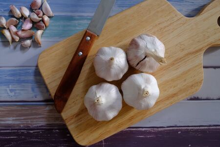 Fresh white garlic from the farm