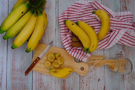Banana for cooking in the kitchenの写真素材