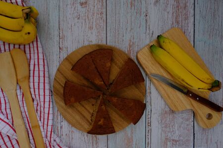 Banana cake has the mixture of banana in making the cake.の写真素材