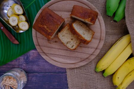 Banana cake has the mixture of banana in making the cake.の写真素材