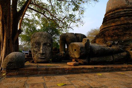 Ancient tourist attractions in Ayutthayaの写真素材