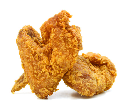Fried Chicken Wings on white backgroundの写真素材