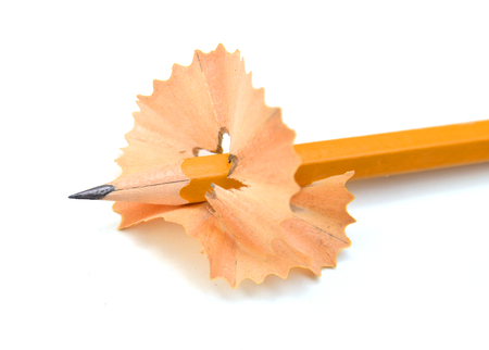 yellow pencil isolated on a white backgroundの写真素材