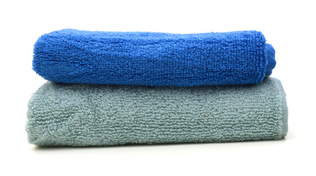 Bath towels on white backgroundの写真素材