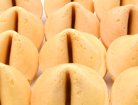 Fortune cookies isolated on white backgroundの写真素材