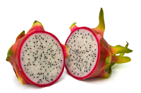 dragon Fruit isolated against white backgroundの写真素材