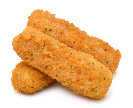 fried cheese sticks isolated on whiteの写真素材