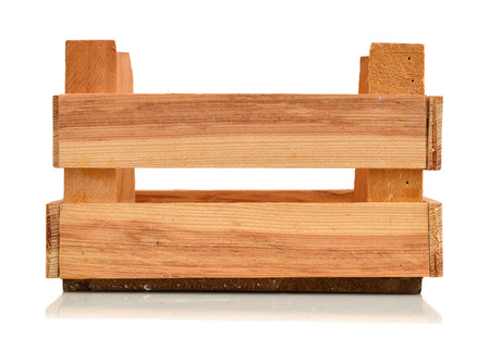 empty wooden box  on a white background 