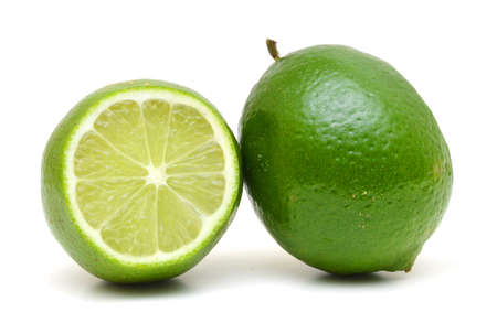 Fresh ripe lime isolated on white backgroundの写真素材