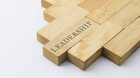 Leadership graphic on leading wooden block, business concept  