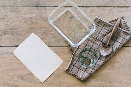 no plastic wares on wooden table
