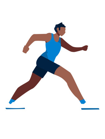 Flat Illustration, character vector, sport and fitness concept, isolated man in sportswear runningのイラスト素材