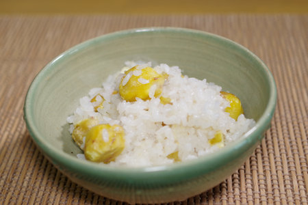 Rice with chestnutの写真素材