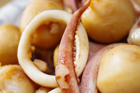 Japanese-style simmered taro and squid
