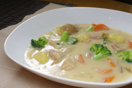 Cream stew in a bowlの写真素材