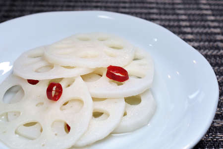 Side dish of pickled lotus rootの写真素材