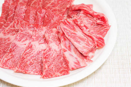 Assorted raw Wagyu beefの写真素材