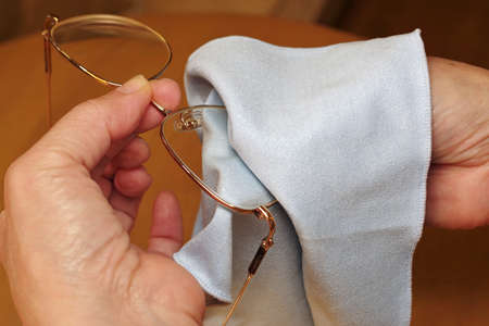 wiping glassesの写真素材
