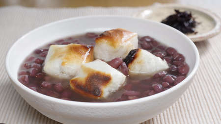 Zenzai, it's sweetly boiled red beans with rice cake