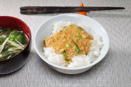 Rice with natto on topの写真素材