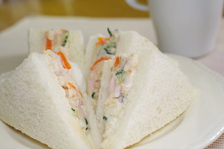 Potato salad sandwichの写真素材