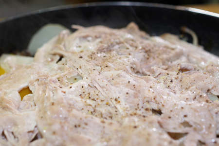 Steamed sliced pork and vegetablesの写真素材