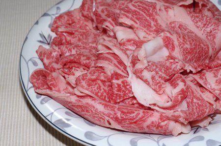 Sliced raw beefの写真素材