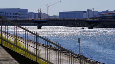 Japanese canal landscapeの写真素材