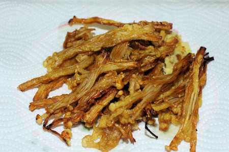 Deep-fried enoki mushroom with soy sauce flavorの写真素材