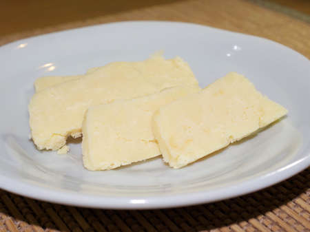 Sliced homemade cheese