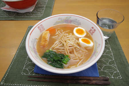 Ramen seasoned with misoの写真素材