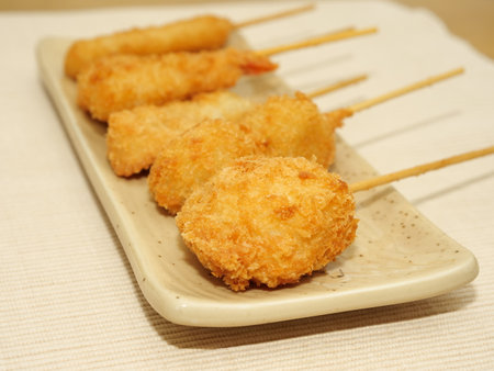 Homemade Japanese food, deep fried food on a plateの写真素材