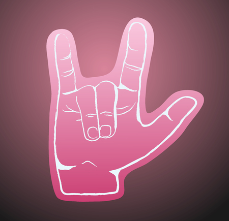 hand love sign cartoon art vectorのイラスト素材