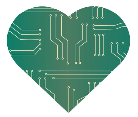 microchip in heart shape vector illustrationのイラスト素材