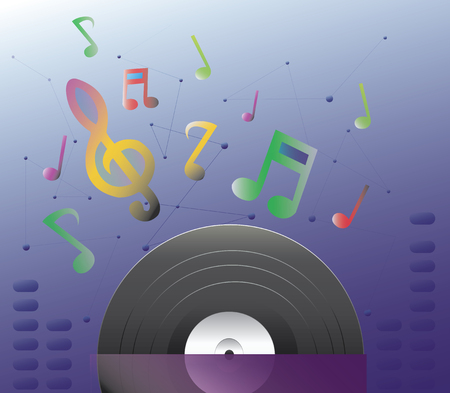 A record and empty cover with note vector illustration.のイラスト素材