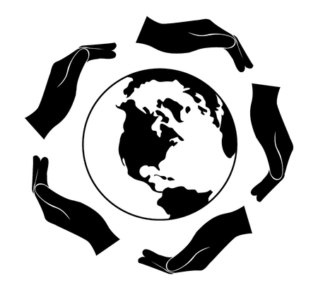 hands holding the world , saving the world  vectorのイラスト素材