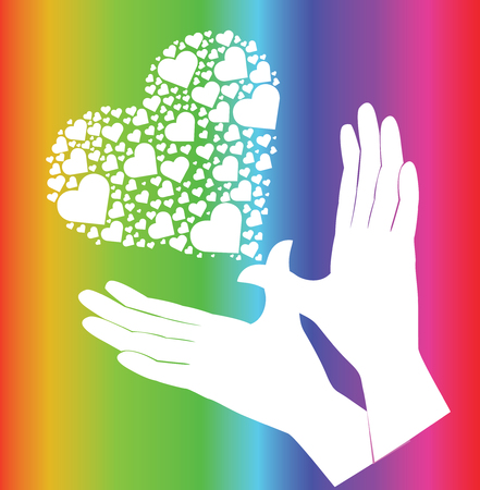 hand freedom and  heart art vectorのイラスト素材