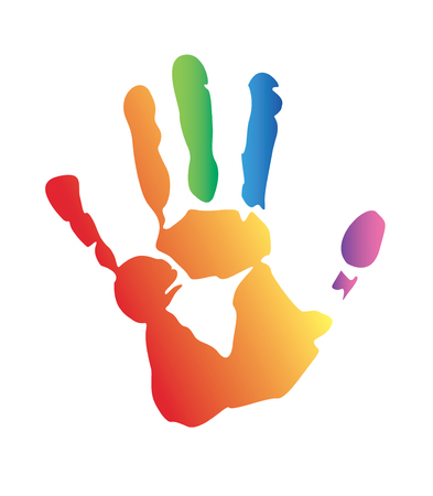 Colorful rainbow Hand printsのイラスト素材