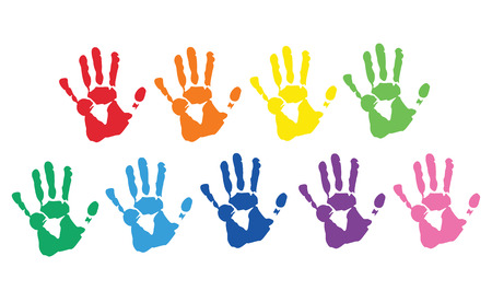Colorful Hand prints vectorのイラスト素材