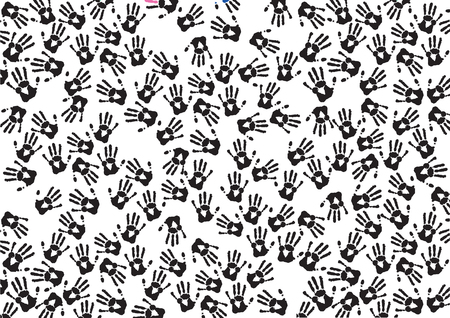 Black and White hand print art background.のイラスト素材